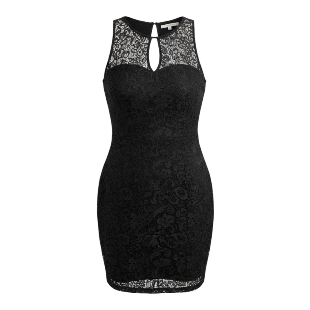 As U Wish Cocktail Dress Black Lace Sheath Sz 3 Formal Goth Wedding Guest Sexy